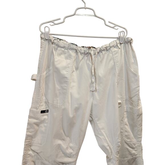 Koi Adjustable Drawstring Waist Cargo Pockets Scrub Pants White Size 2X Petite - Picture 7 of 12